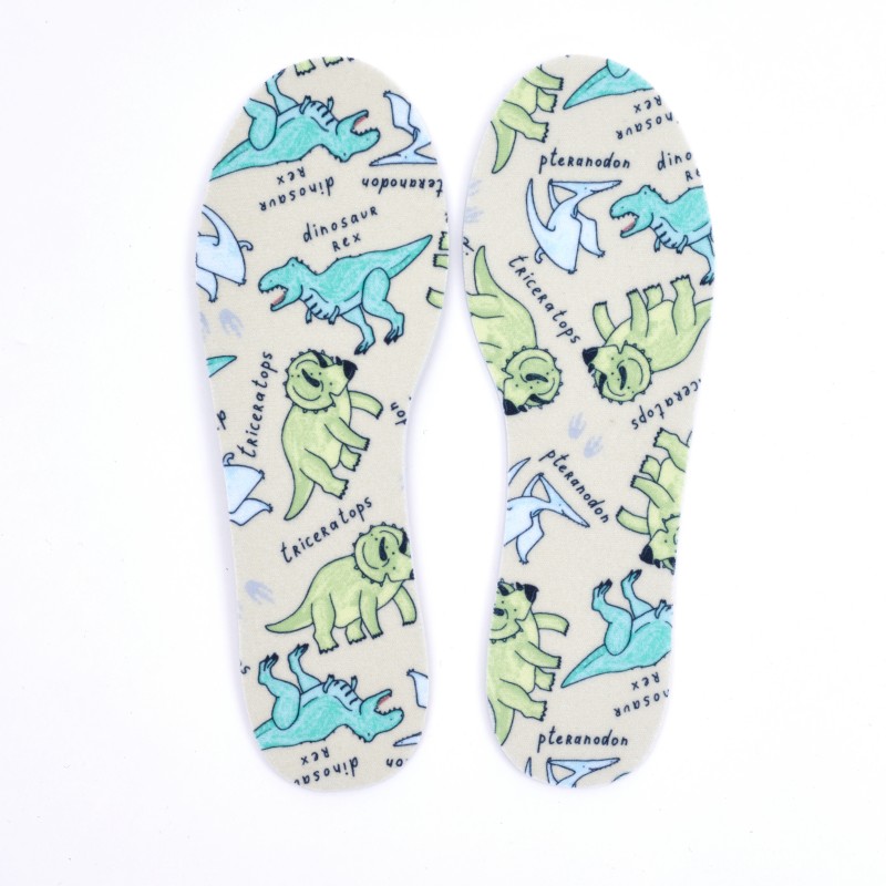Custom Hand Drawn Dinosaur Kids Insoles Manufacturer | Soft Breathable EVA Shoe Insoles OEM