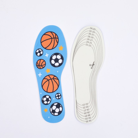 Customizable Kids Shoe Insoles – Sports Graphic & Trim-to-Fit Size Lines, OEM/ODM Factory Wholesale