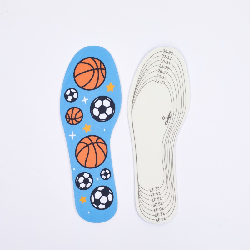 Customizable Kids Shoe Insoles – Sports Graphic & Trim-to-Fit Size Lines, OEM/ODM Factory Wholesale