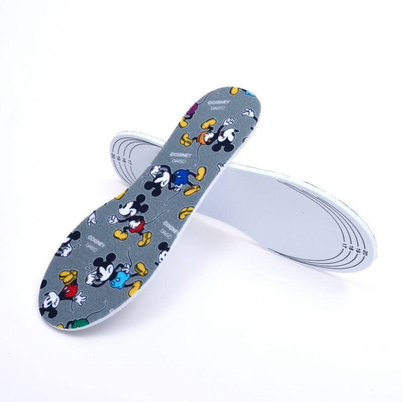 Custom Disney Cartoon Kids Insoles OEM/ODM | Grey Fabric Colorful Printed Shoe Inserts with Clear Cut Line | Bulk Children Sneaker Pads Factory